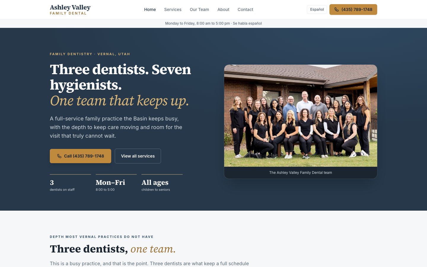 Ashley Valley Family Dental demo site