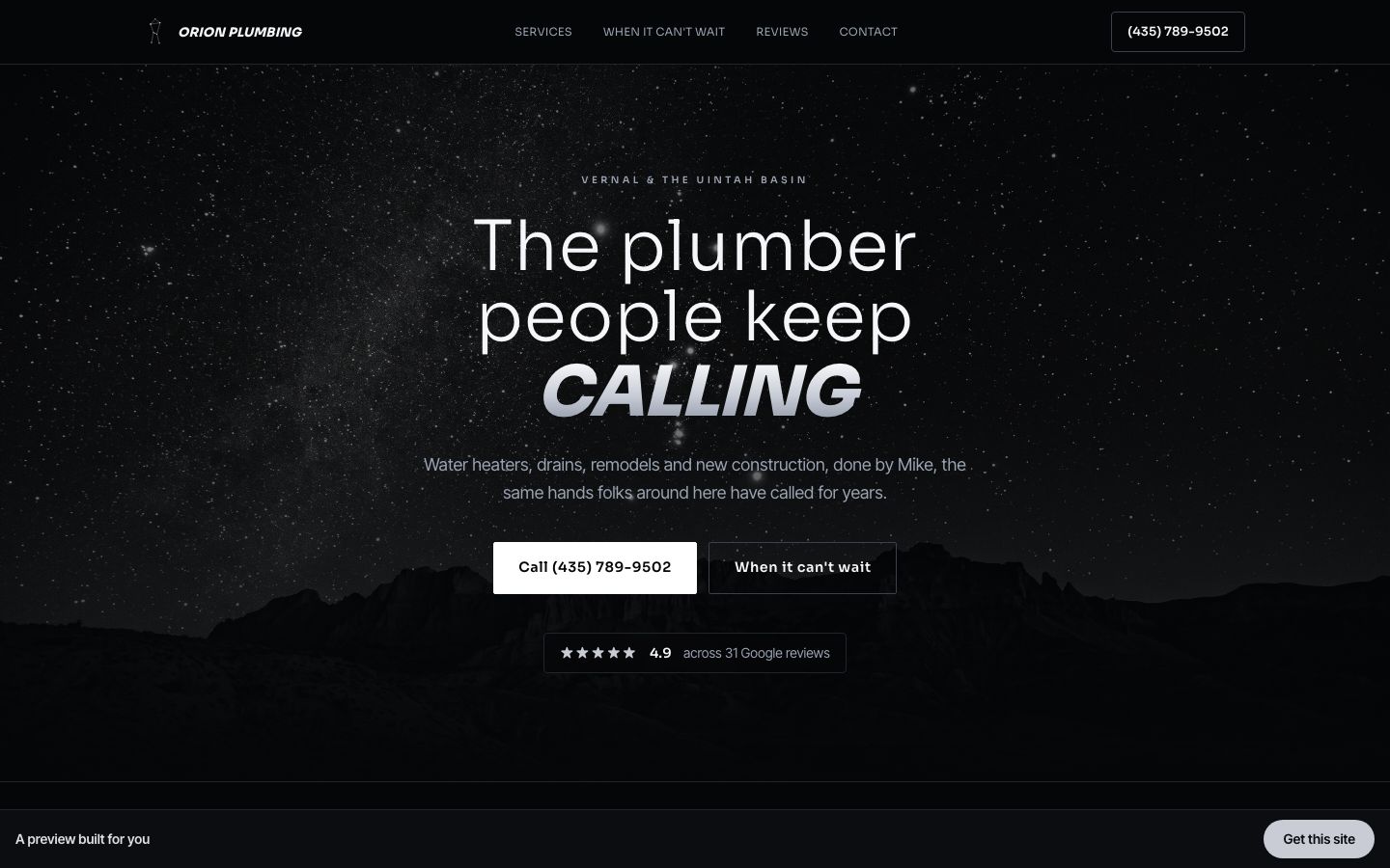 Orion Plumbing demo site